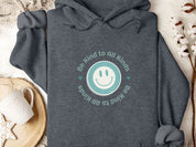 Be Kind to all Kinds Smiley Hoodie-Dark Heather-Neurodiversity, ADHD & Autism Awareness & Acceptance Hoodie by Daily Bloom