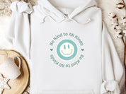 Be Kind to all Kinds Smiley Hoodie-White-Neurodiversity, ADHD & Autism Awareness & Acceptance Hoodie by Daily Bloom