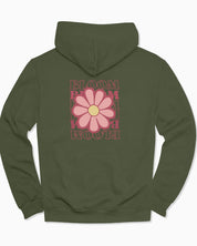 Bloom Daisy Hoodie-Military Green-Neurodiversity, ADHD & Autism Awareness & Acceptance Hoodie by Daily Bloom
