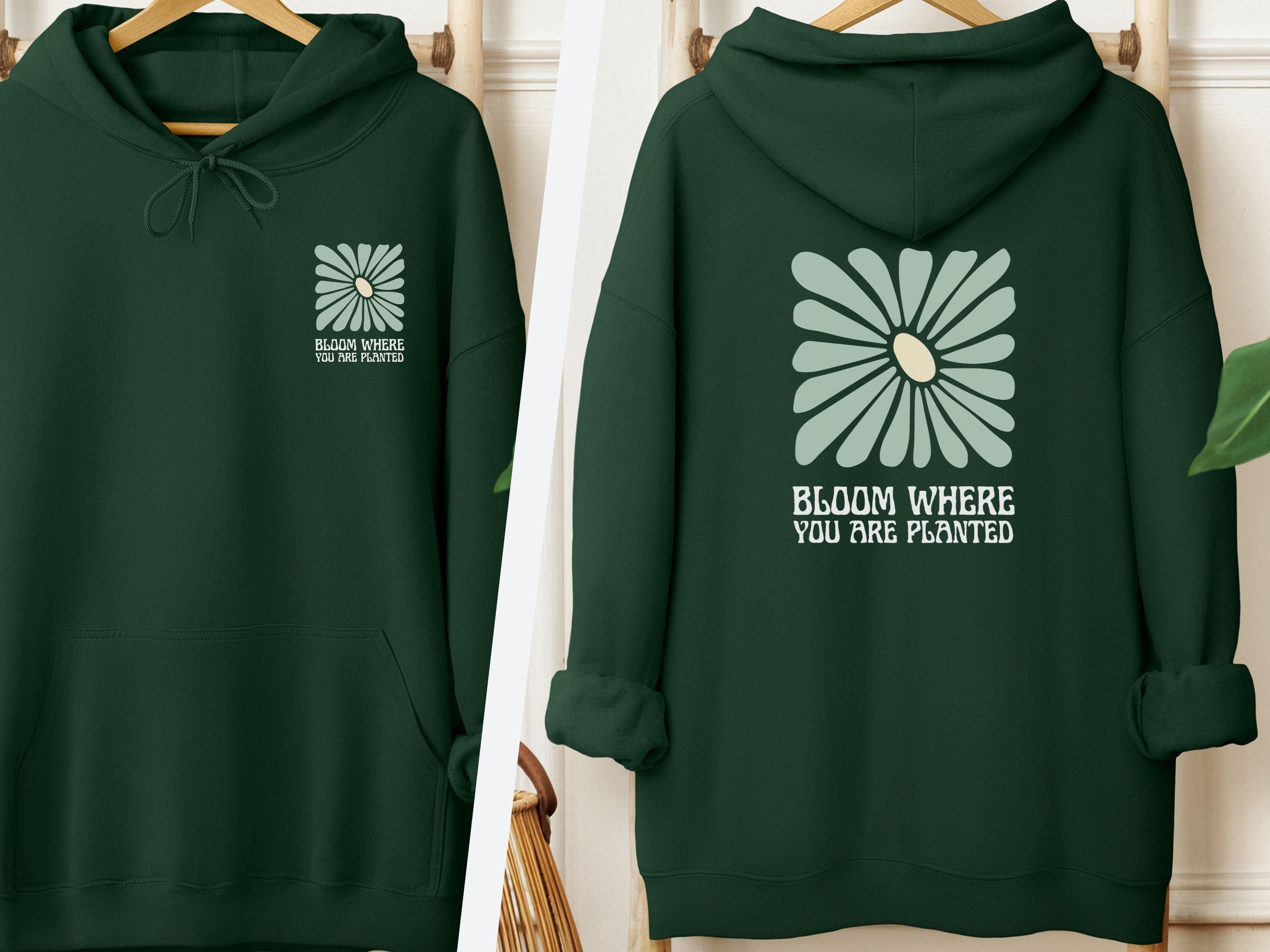 Bloom Where You Are Planted Hoodie-Forest Green-Neurodiversity, ADHD & Autism Awareness & Acceptance Hoodie by Daily Bloom