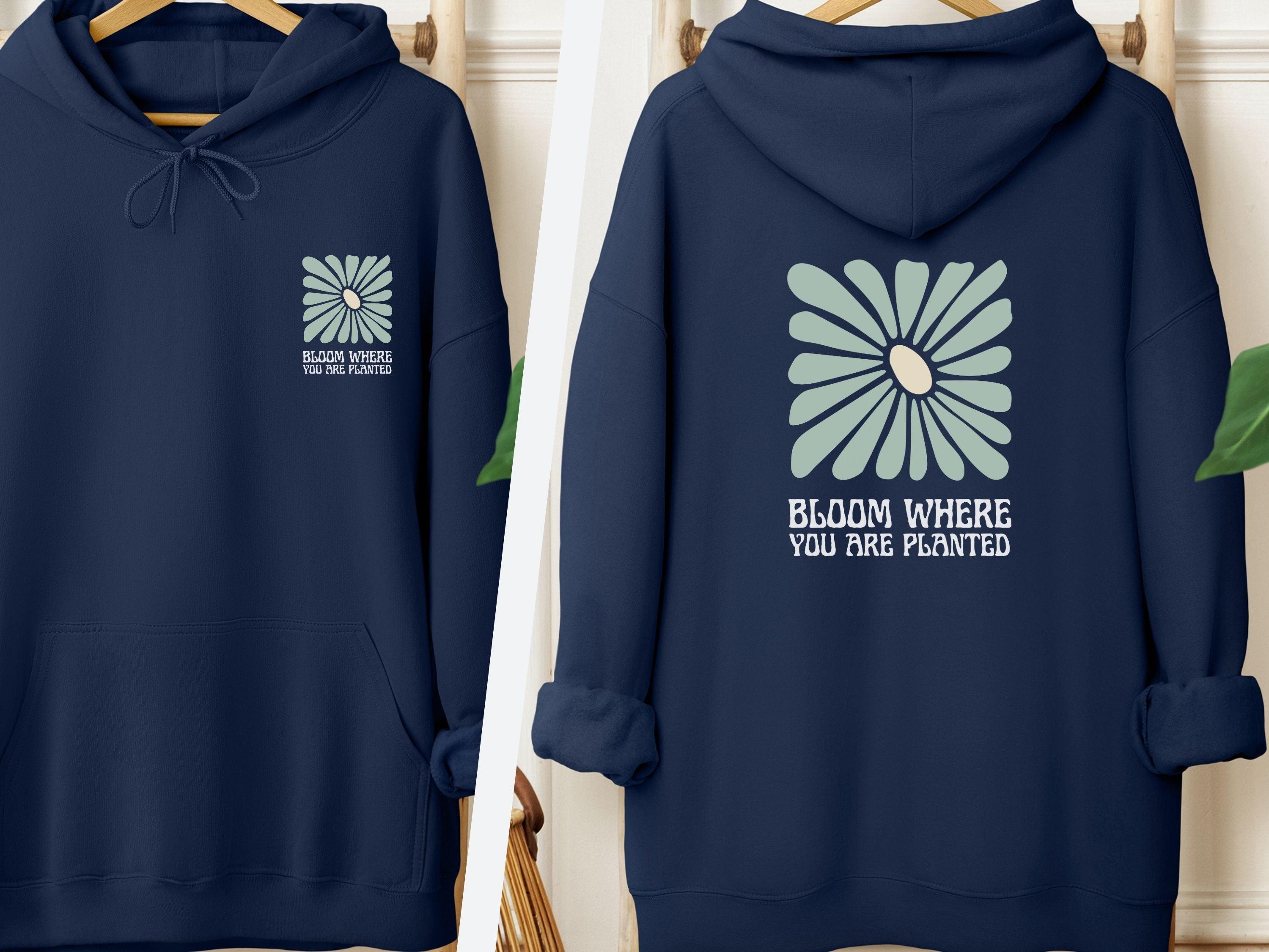 Bloom Where You Are Planted Hoodie-Navy-Neurodiversity, ADHD & Autism Awareness & Acceptance Hoodie by Daily Bloom