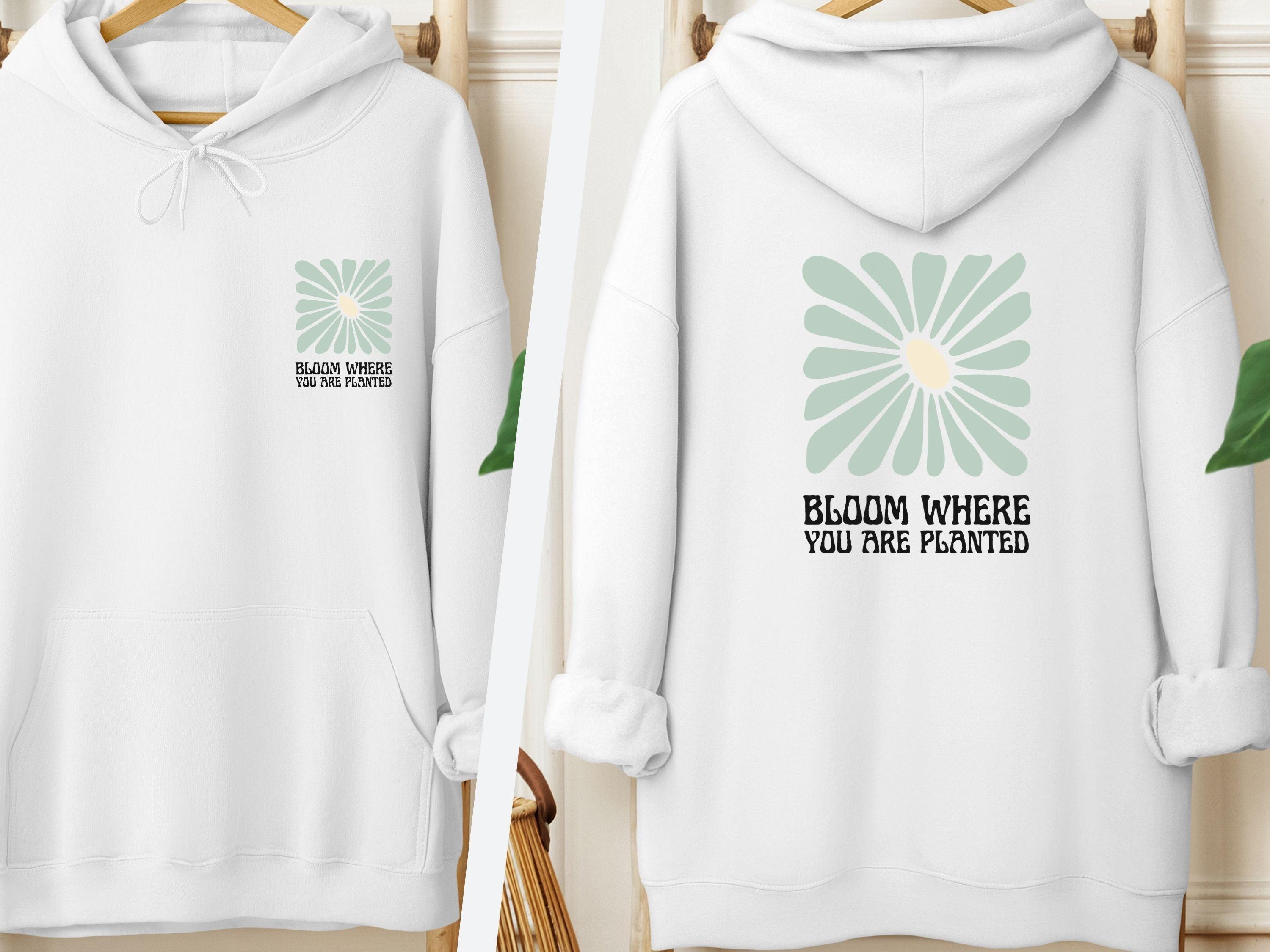 Bloom Where You Are Planted Hoodie-White-Neurodiversity, ADHD & Autism Awareness & Acceptance Hoodie by Daily Bloom