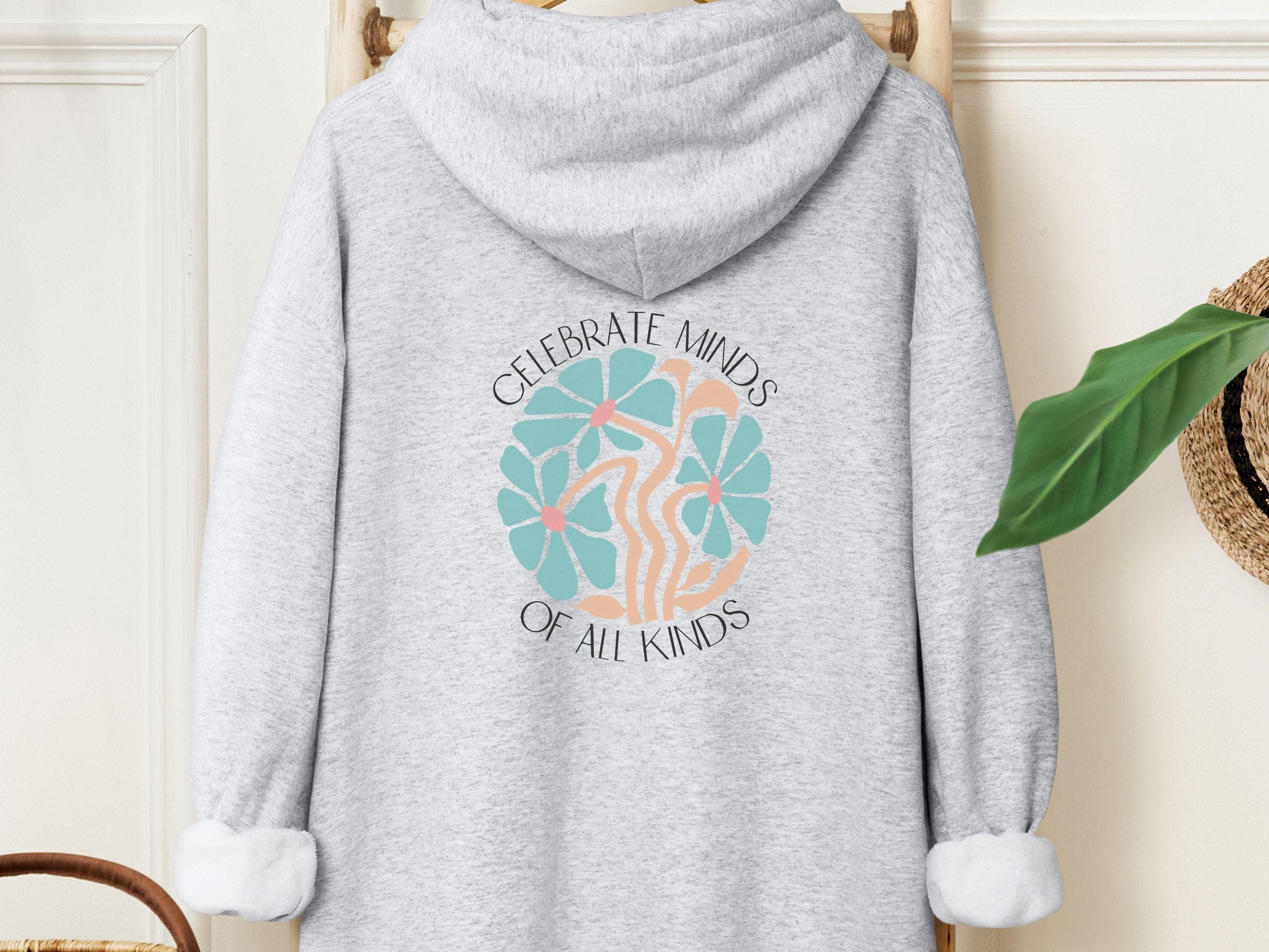 Celebrate Minds of All Kinds Hoodie-Ash-Neurodiversity, ADHD & Autism Awareness & Acceptance Hoodie by Daily Bloom