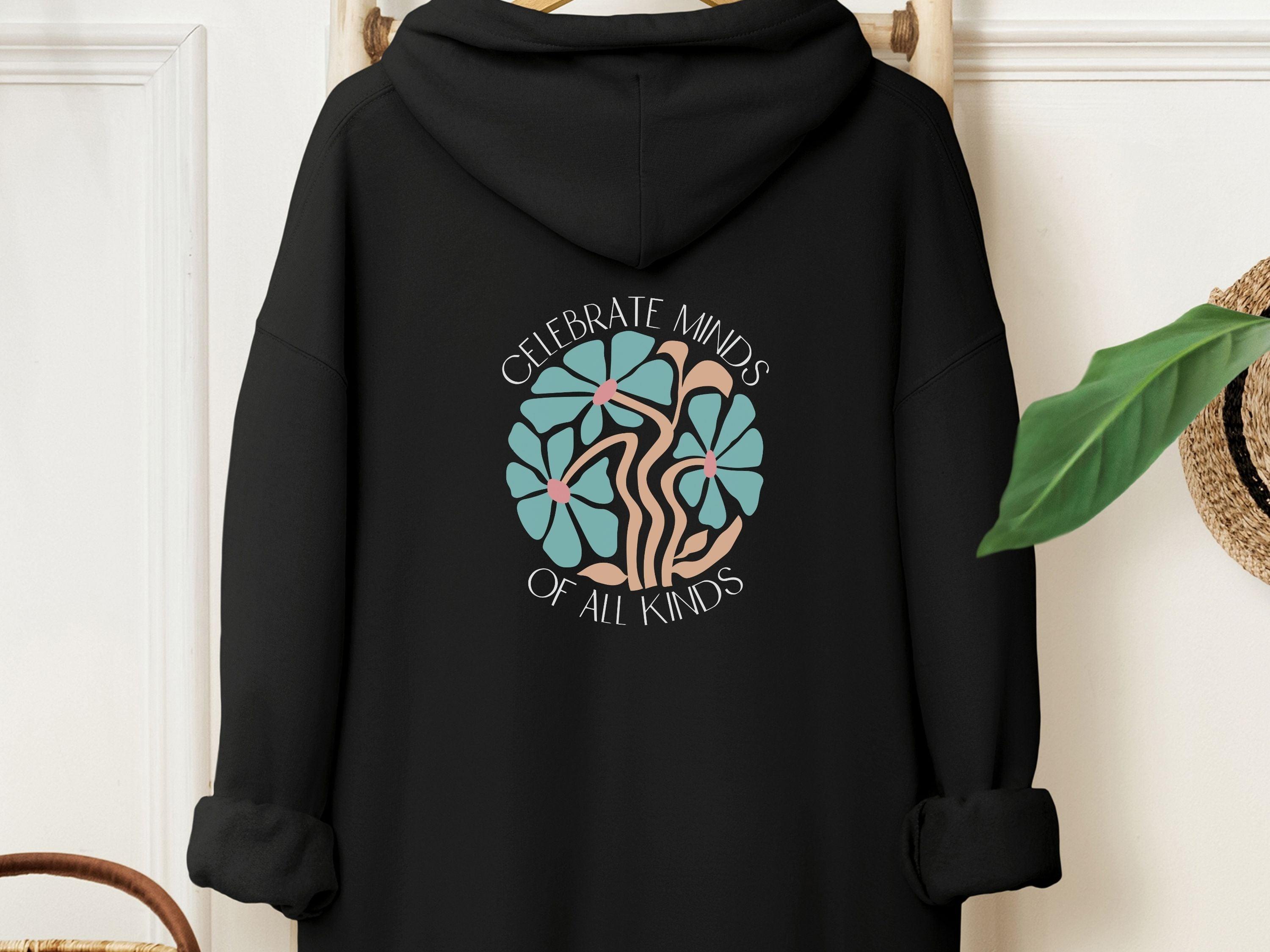 Celebrate Minds of All Kinds Hoodie-Black-Neurodiversity, ADHD & Autism Awareness & Acceptance Hoodie by Daily Bloom