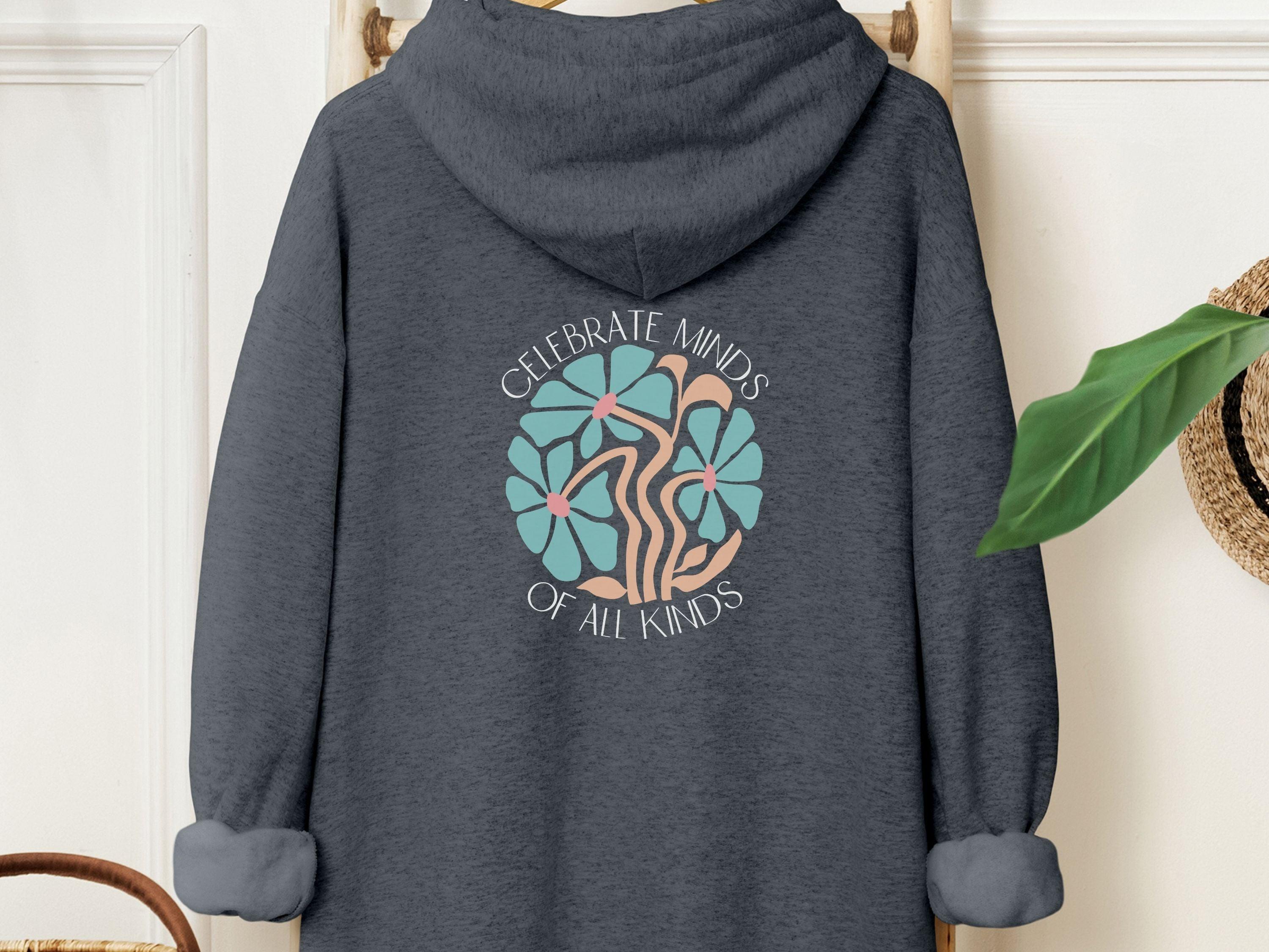 Celebrate Minds of All Kinds Hoodie-Dark Heather-Neurodiversity, ADHD & Autism Awareness & Acceptance Hoodie by Daily Bloom