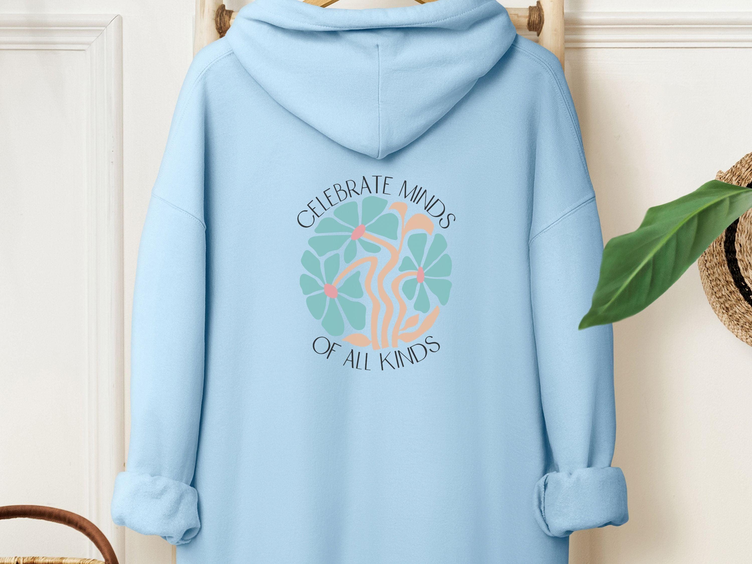 Celebrate Minds of All Kinds Hoodie-Light Blue-Neurodiversity, ADHD & Autism Awareness & Acceptance Hoodie by Daily Bloom