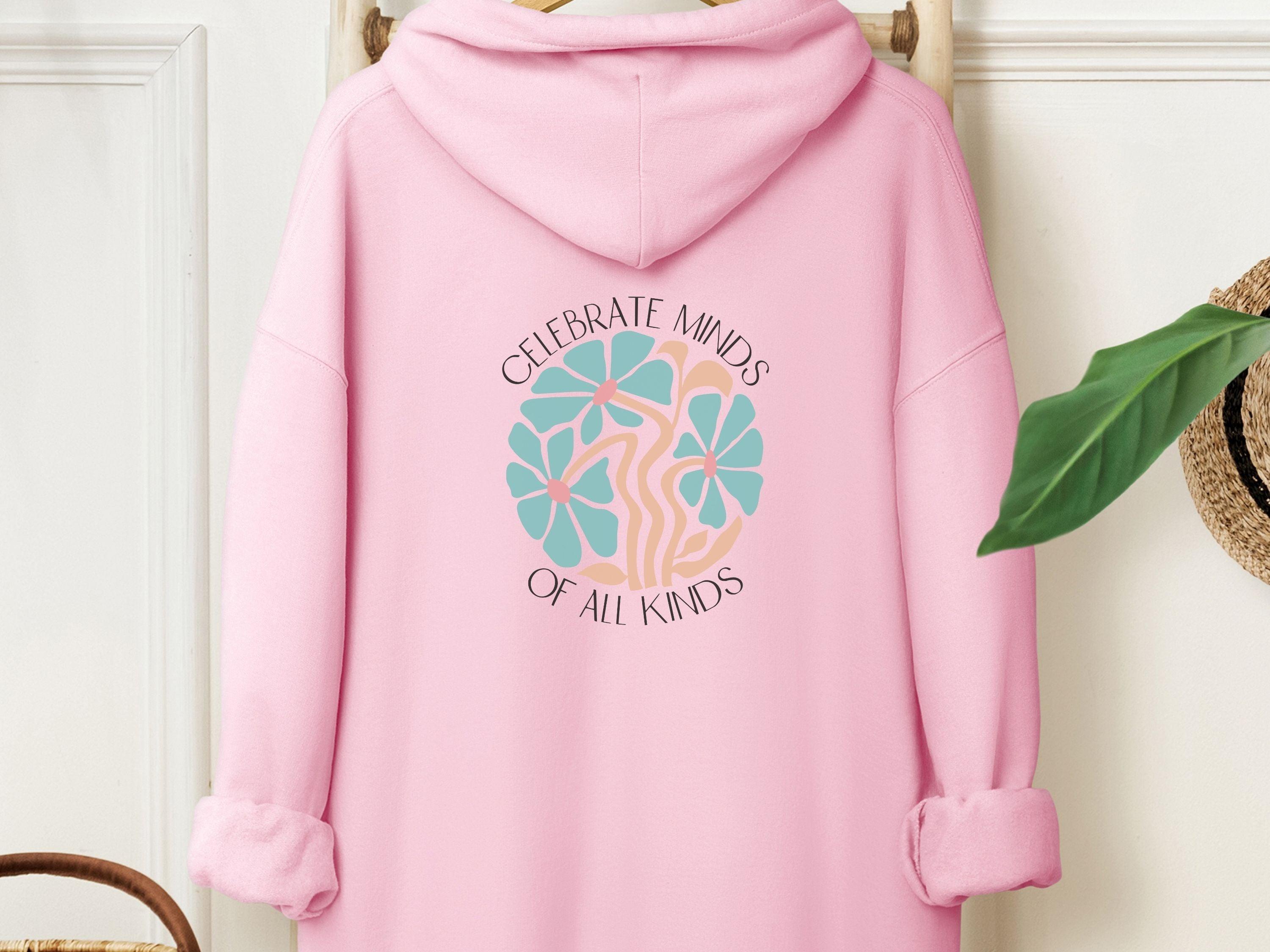 Celebrate Minds of All Kinds Hoodie-Light Pink-Neurodiversity, ADHD & Autism Awareness & Acceptance Hoodie by Daily Bloom