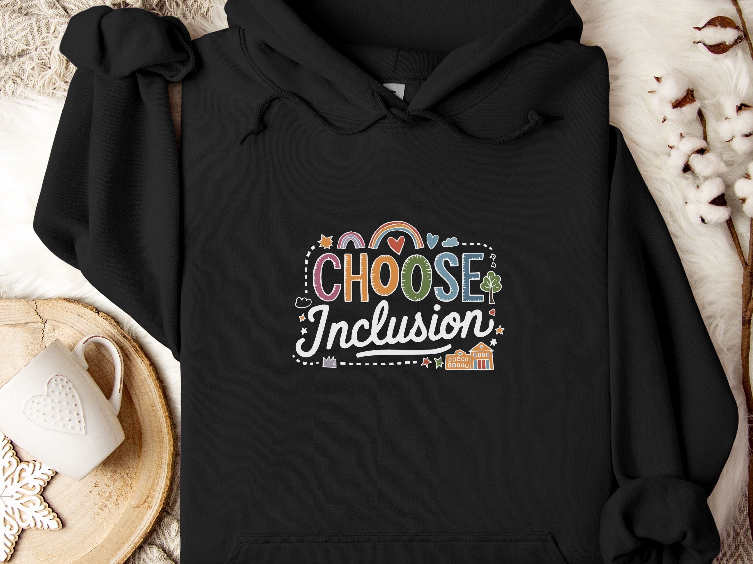 Choose Inclusion Hoodie-Black-Neurodiversity, ADHD & Autism Awareness & Acceptance Hoodie by Daily Bloom