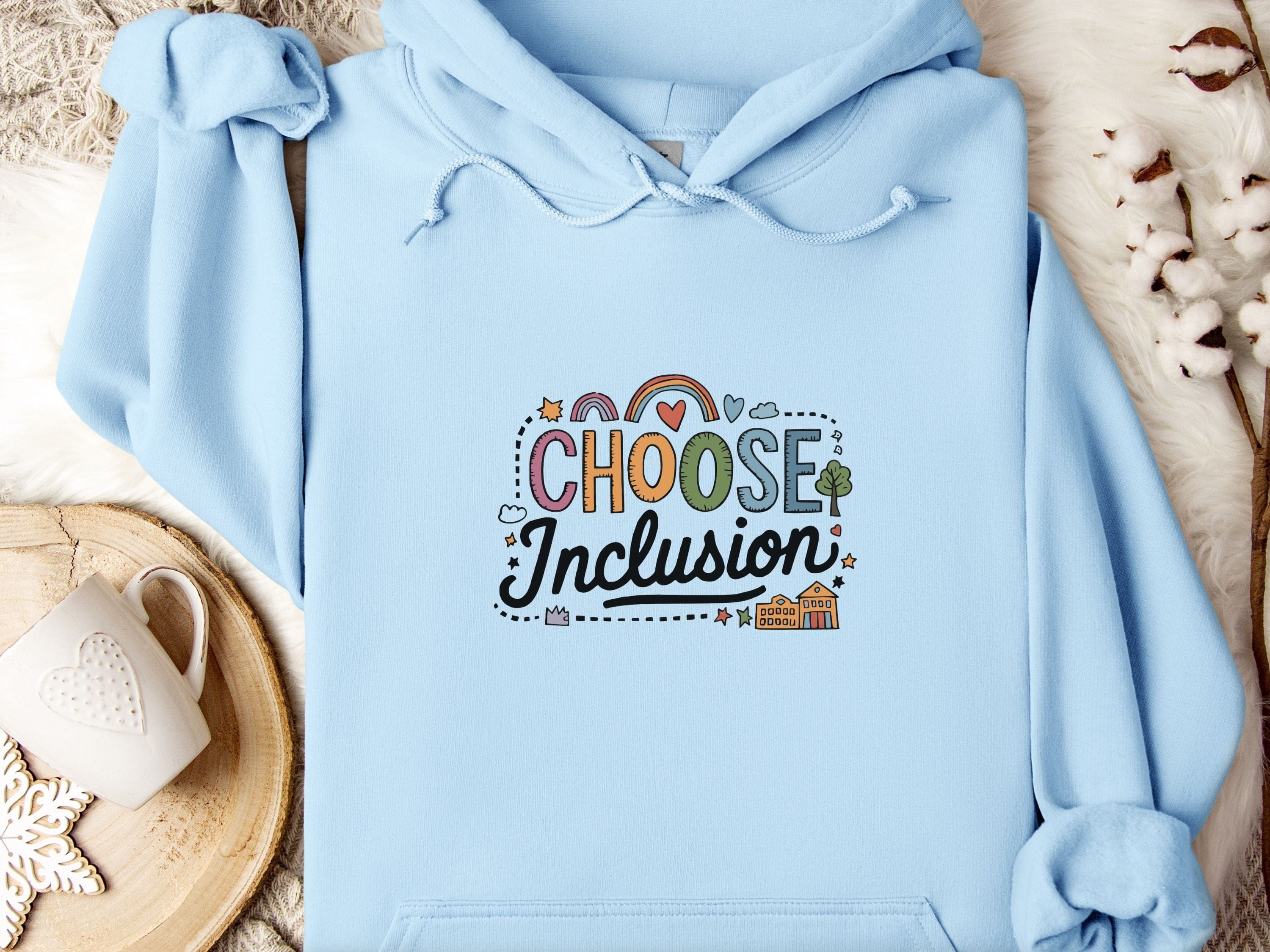 Choose Inclusion Hoodie-Light Blue-Neurodiversity, ADHD & Autism Awareness & Acceptance Hoodie by Daily Bloom