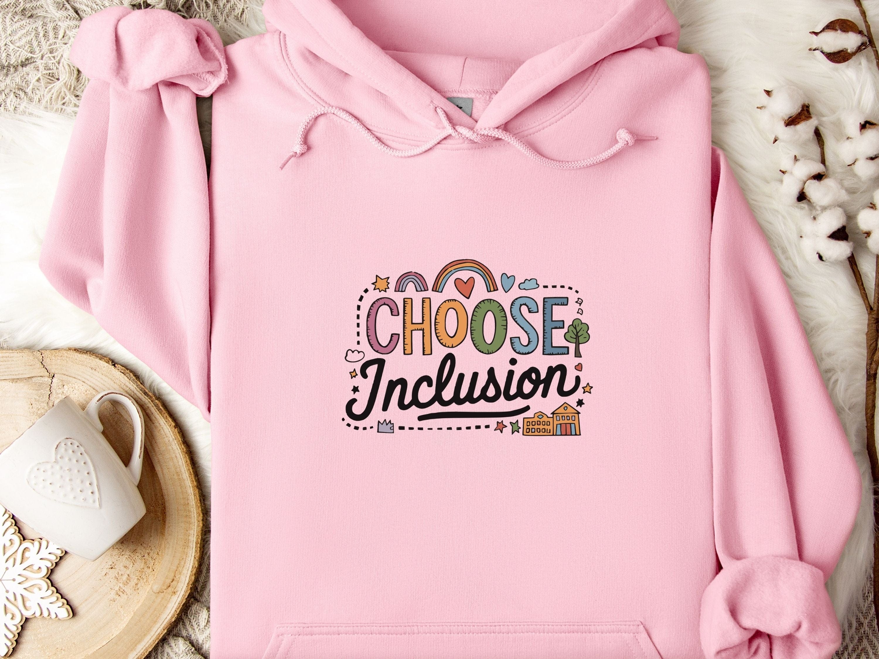Choose Inclusion Hoodie-Light Pink-Neurodiversity, ADHD & Autism Awareness & Acceptance Hoodie by Daily Bloom