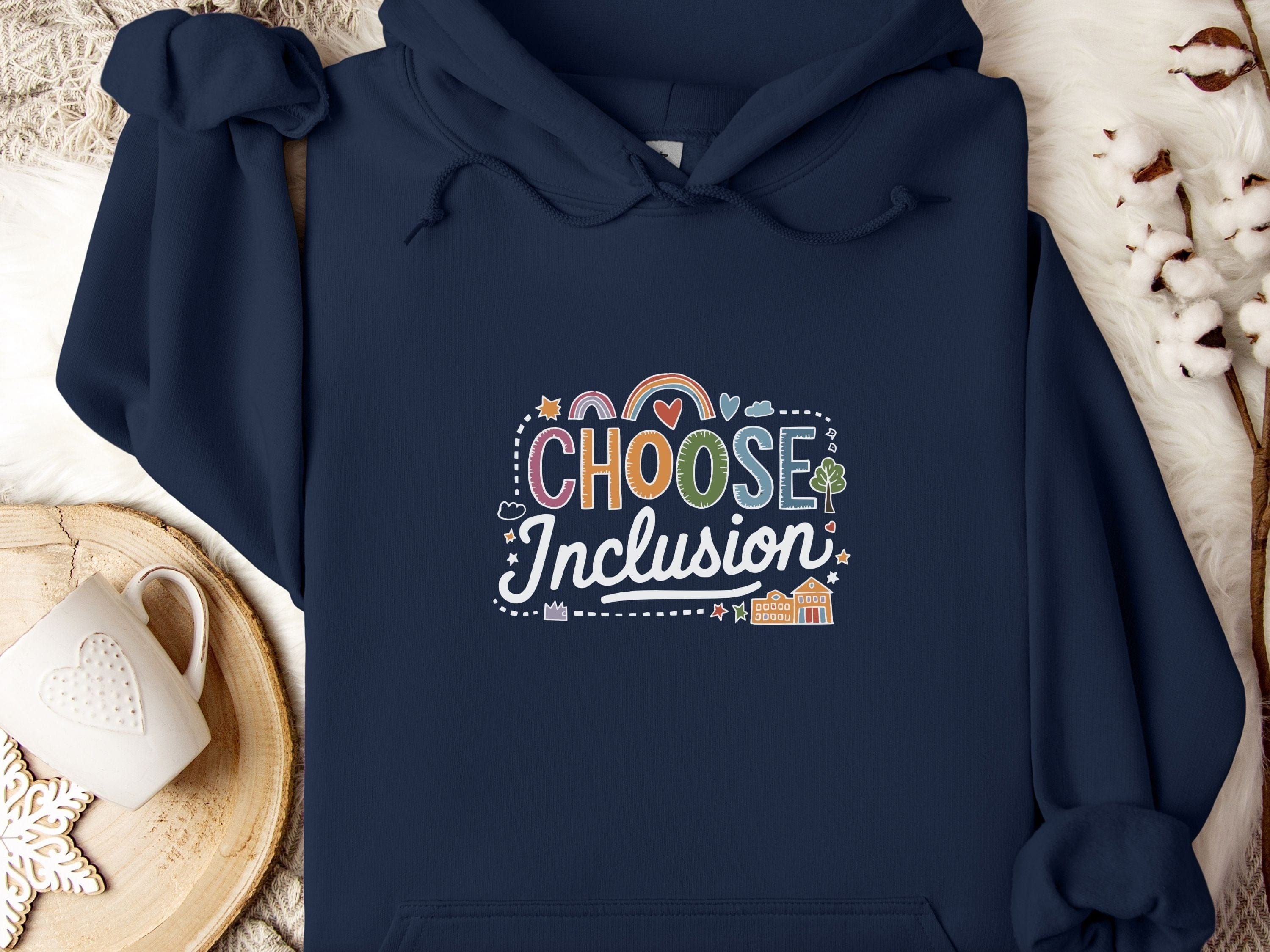 Choose Inclusion Hoodie-Navy-Neurodiversity, ADHD & Autism Awareness & Acceptance Hoodie by Daily Bloom
