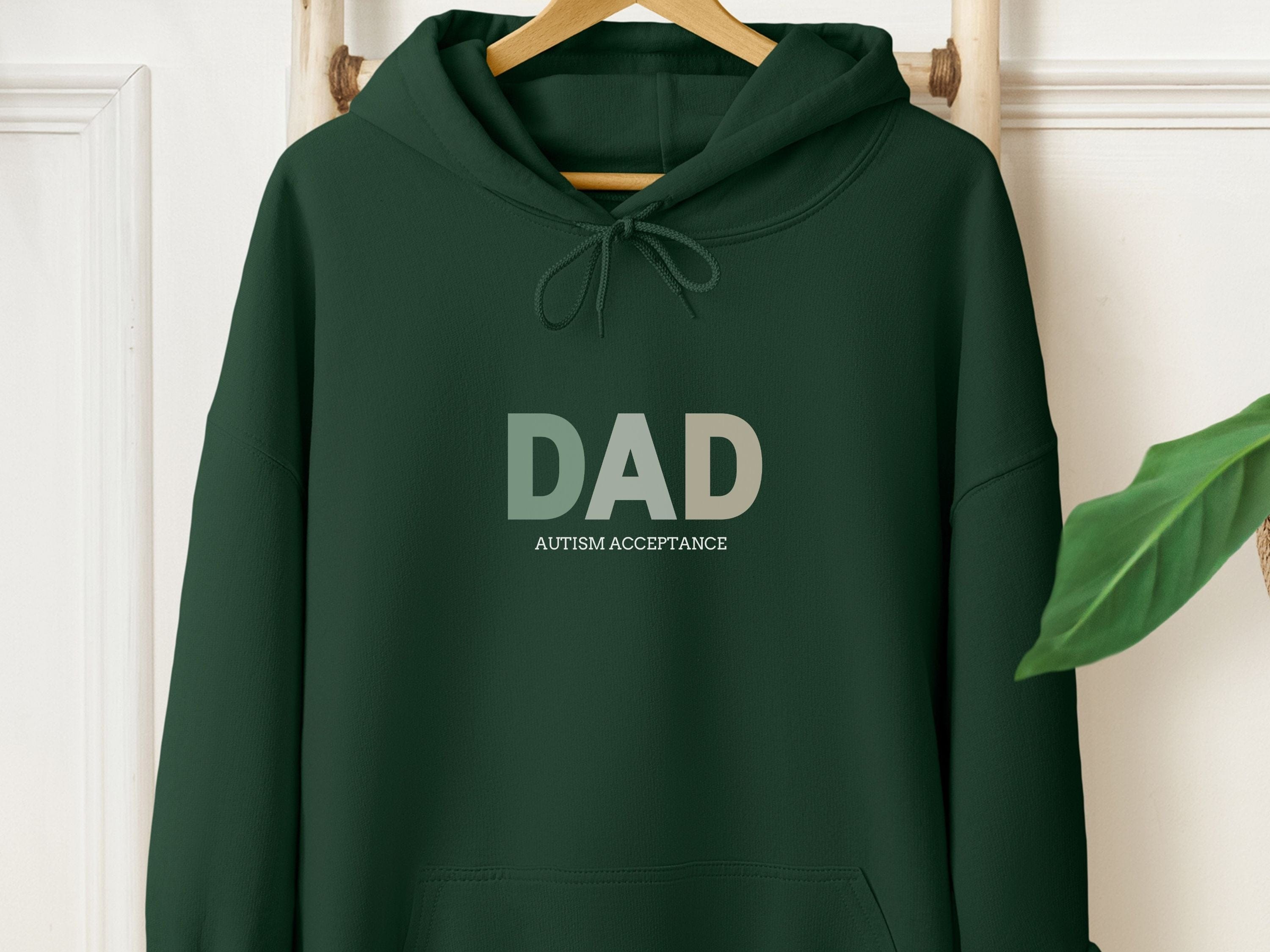 Dad Gradient Men's Hoodie-Forest Green-Neurodiversity, ADHD & Autism Awareness & Acceptance Hoodie by Daily Bloom