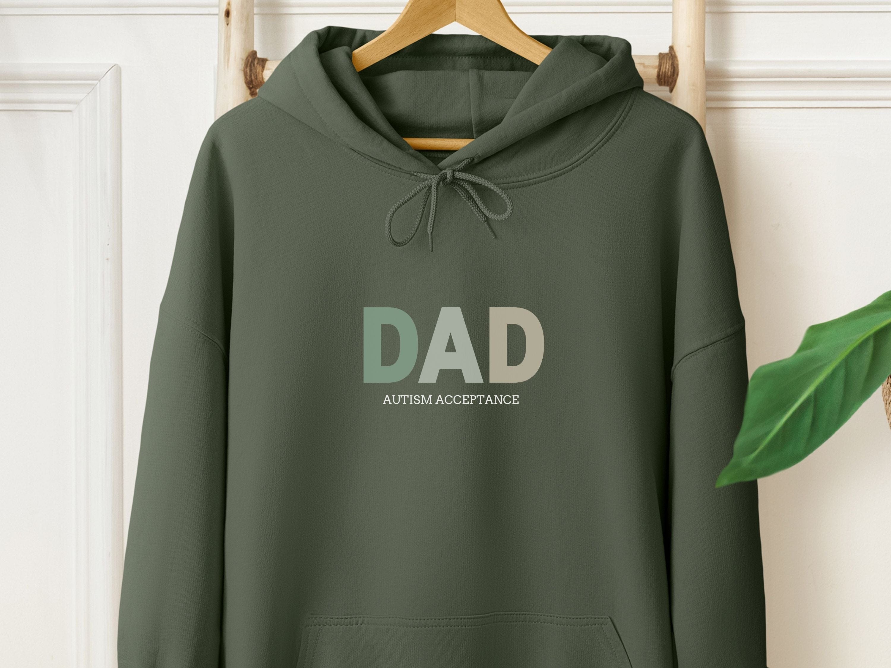 Dad Gradient Men's Hoodie-Military Green-Neurodiversity, ADHD & Autism Awareness & Acceptance Hoodie by Daily Bloom