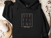 Different Not Less Stacked Letters Hoodie-Black-Neurodiversity, ADHD & Autism Awareness & Acceptance Hoodie by Daily Bloom