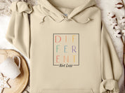 Different Not Less Stacked Letters Hoodie-Sand-Neurodiversity, ADHD & Autism Awareness & Acceptance Hoodie by Daily Bloom