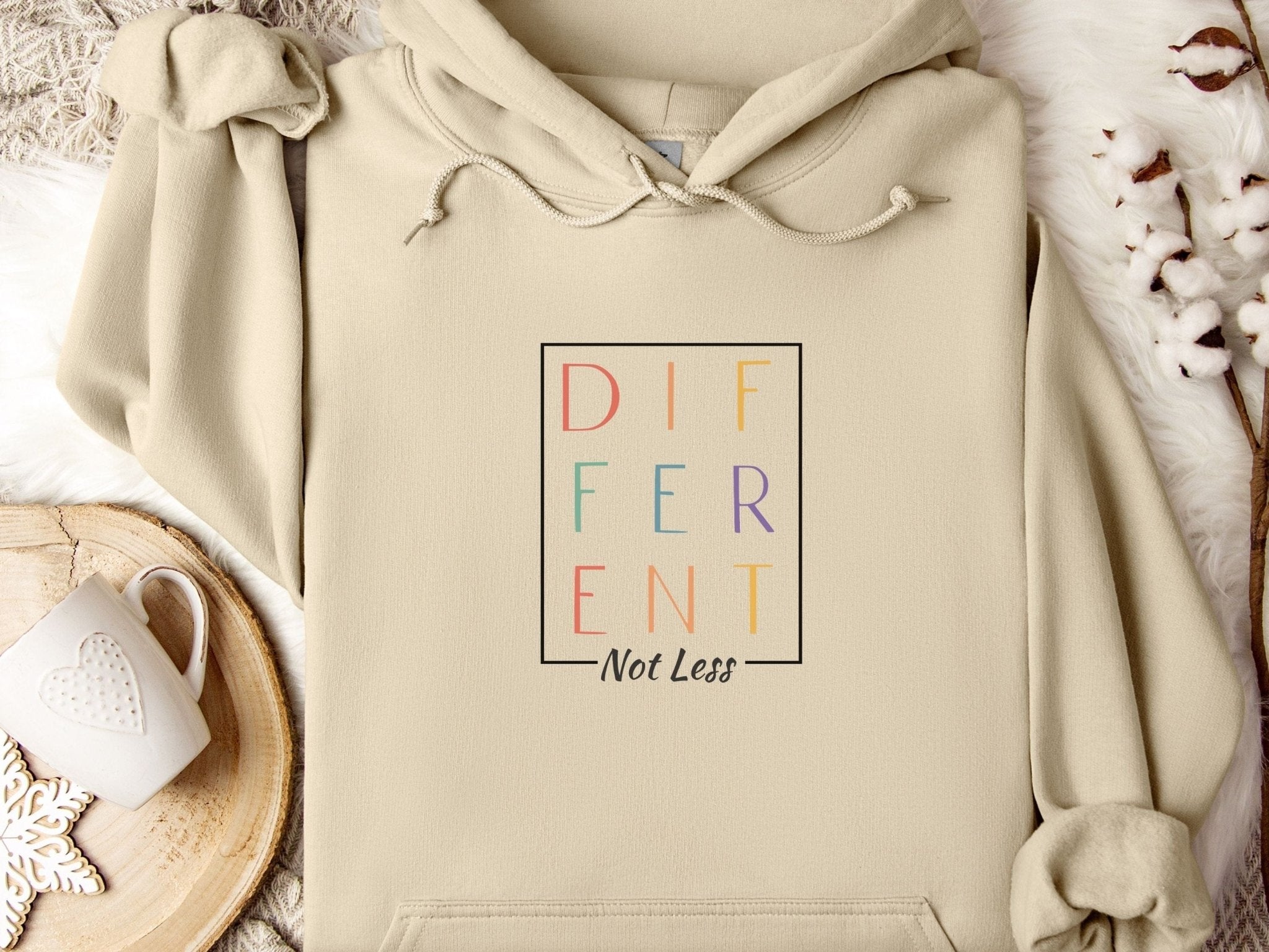 Autism Hoodie - Different Not Less Stacked Letters Hoodie - Daily Bloom