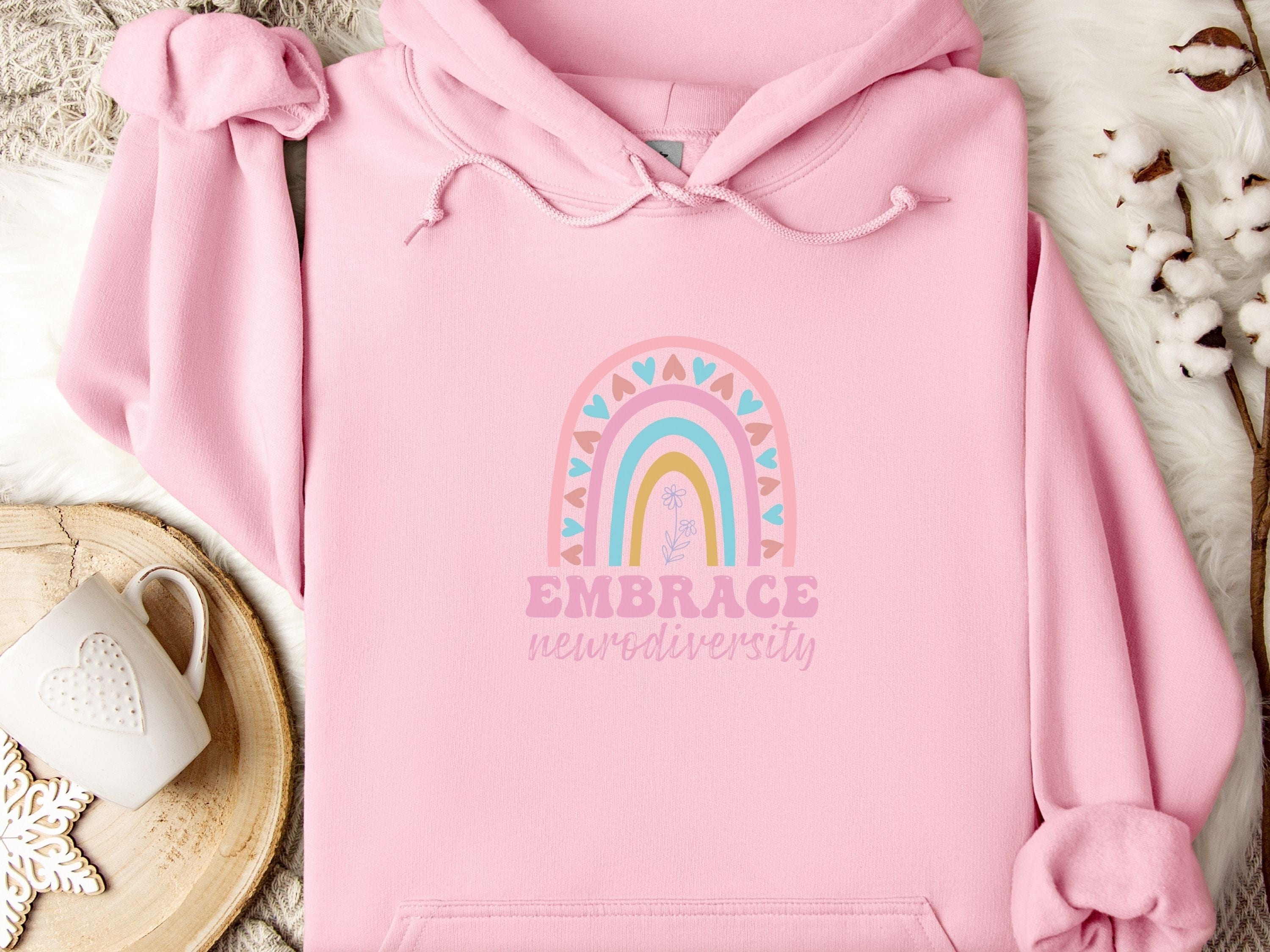 Embrace Neurodiversity Hoodie-Light Pink-Neurodiversity, ADHD & Autism Awareness & Acceptance Hoodie by Daily Bloom