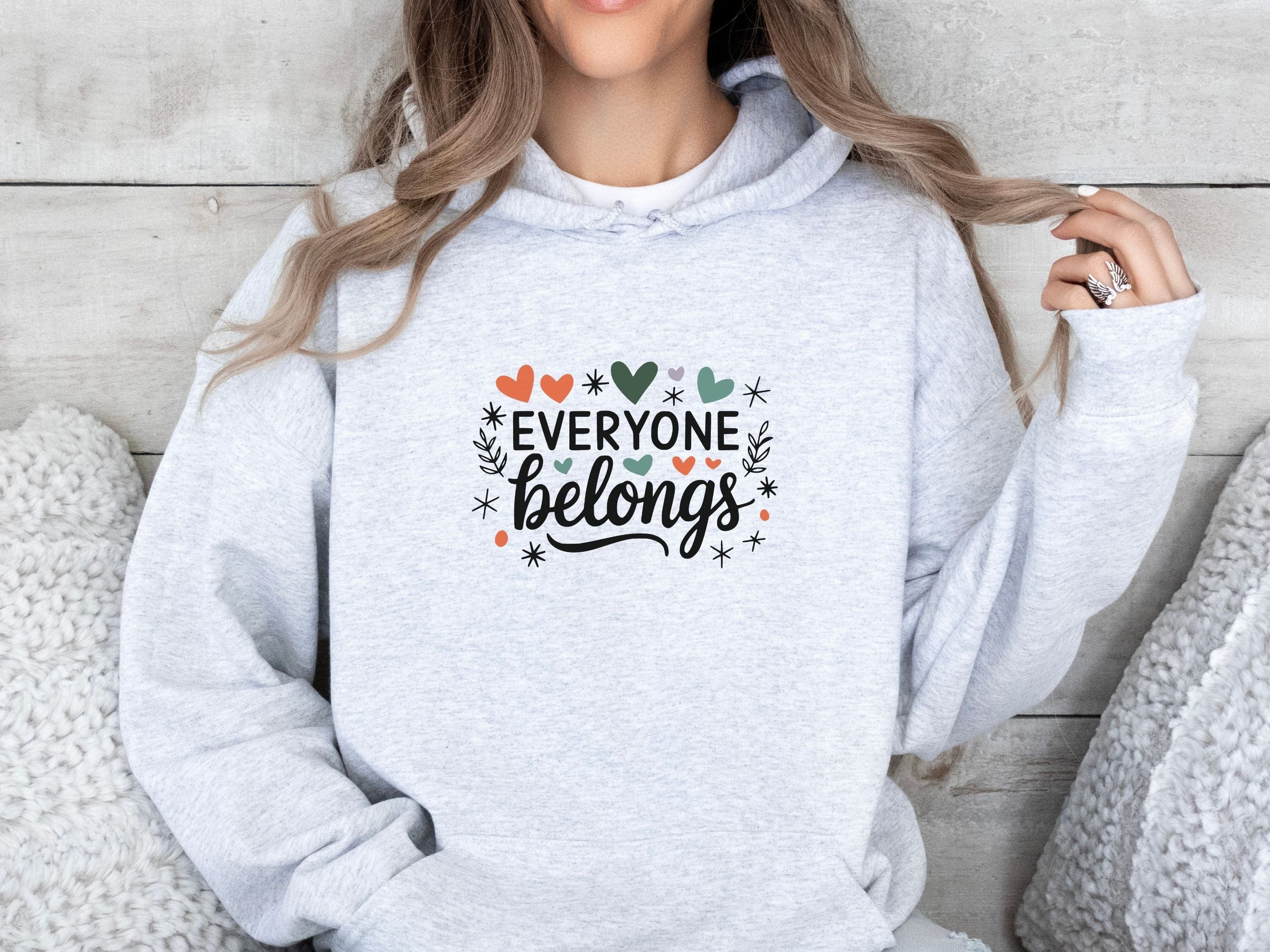 Everyone Belongs Love Hearts Hoodie-Neurodiversity, ADHD & Autism Awareness & Acceptance Hoodie by Daily Bloom