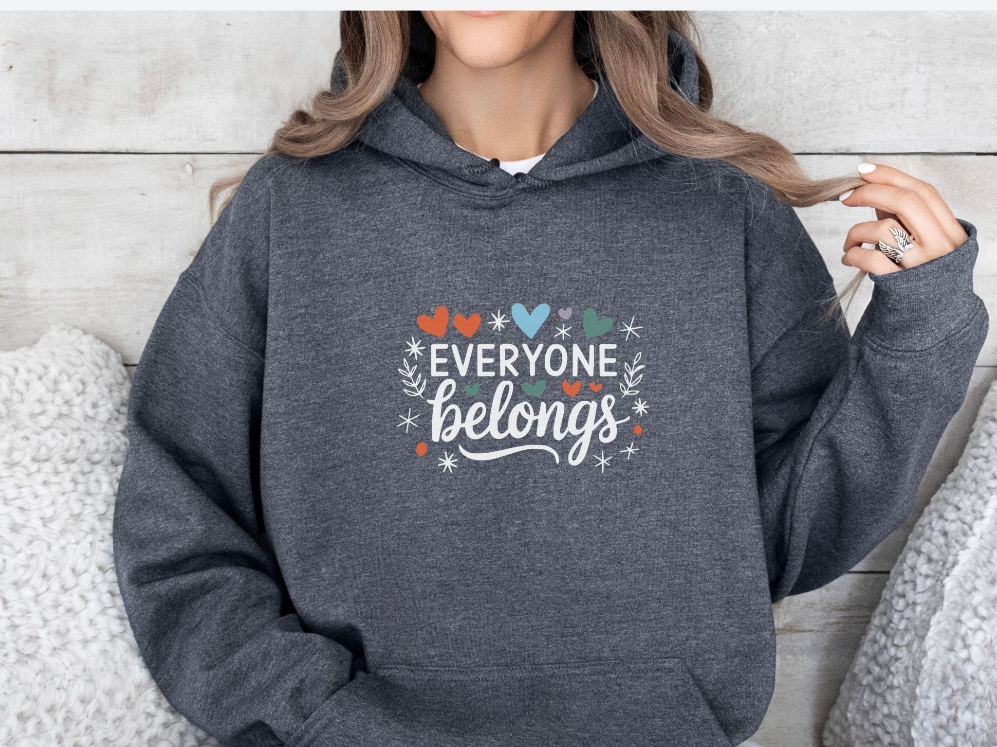 Autism Hoodie - Everyone Belongs Love Hearts Hoodie - Daily Bloom