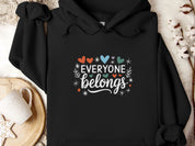 Everyone Belongs Love Hearts Hoodie-Black-Neurodiversity, ADHD & Autism Awareness & Acceptance Hoodie by Daily Bloom