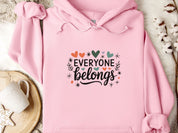 Everyone Belongs Love Hearts Hoodie-Light Pink-Neurodiversity, ADHD & Autism Awareness & Acceptance Hoodie by Daily Bloom
