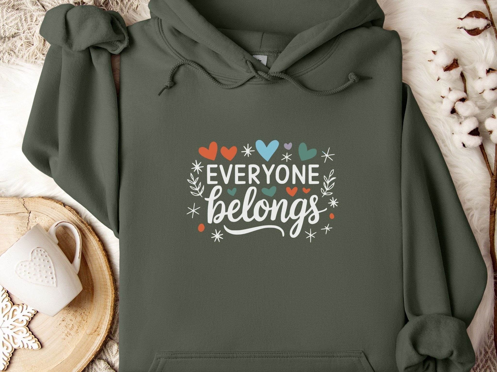Autism Hoodie - Everyone Belongs Love Hearts Hoodie - Daily Bloom