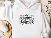 Everyone Belongs Love Hearts Hoodie-White-Neurodiversity, ADHD & Autism Awareness & Acceptance Hoodie by Daily Bloom