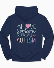 I Love Someone With Autism Hoodie-Navy-Neurodiversity, ADHD & Autism Awareness & Acceptance Hoodie by Daily Bloom