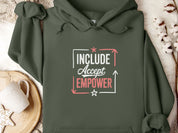 Include Accept Empower Hoodie-Military Green-Neurodiversity, ADHD & Autism Awareness & Acceptance Hoodie by Daily Bloom