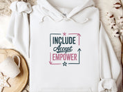Include Accept Empower Hoodie-White-Neurodiversity, ADHD & Autism Awareness & Acceptance Hoodie by Daily Bloom