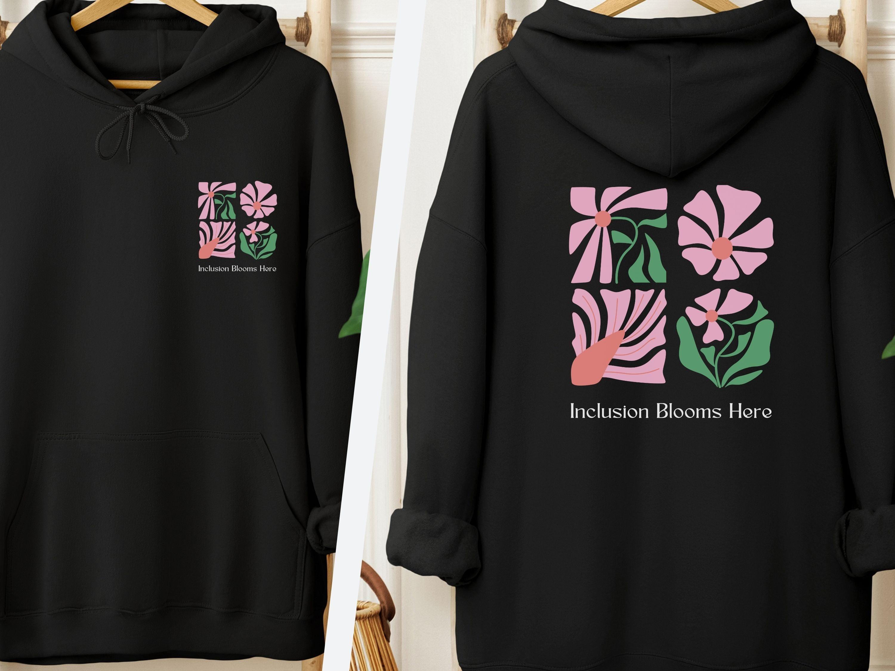 Inclusion Blooms Here Hoodie-Black-Neurodiversity, ADHD & Autism Awareness & Acceptance Hoodie by Daily Bloom