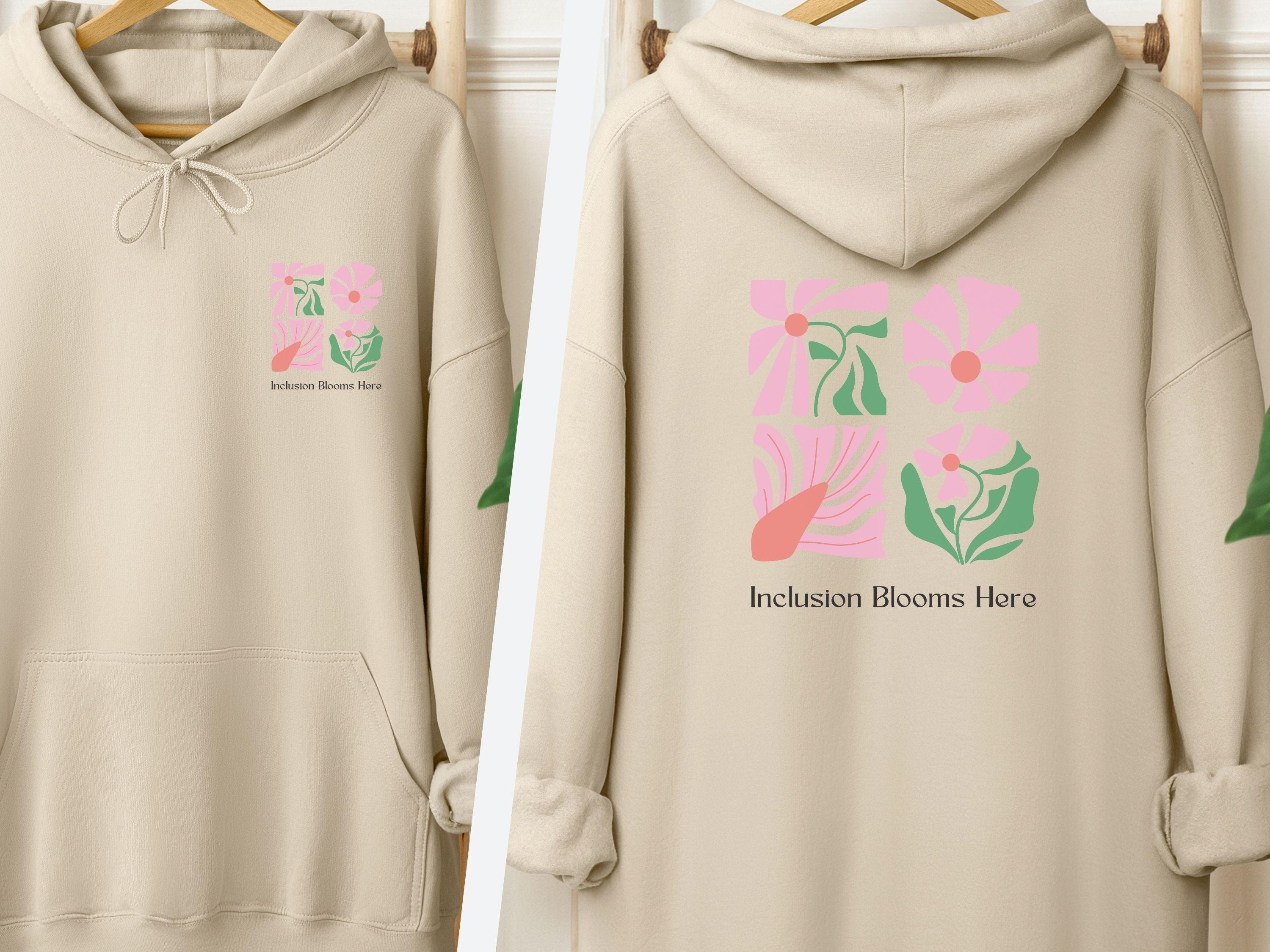 Inclusion Blooms Here Hoodie-Sand-Neurodiversity, ADHD & Autism Awareness & Acceptance Hoodie by Daily Bloom