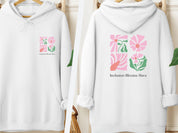 Inclusion Blooms Here Hoodie-White-Neurodiversity, ADHD & Autism Awareness & Acceptance Hoodie by Daily Bloom