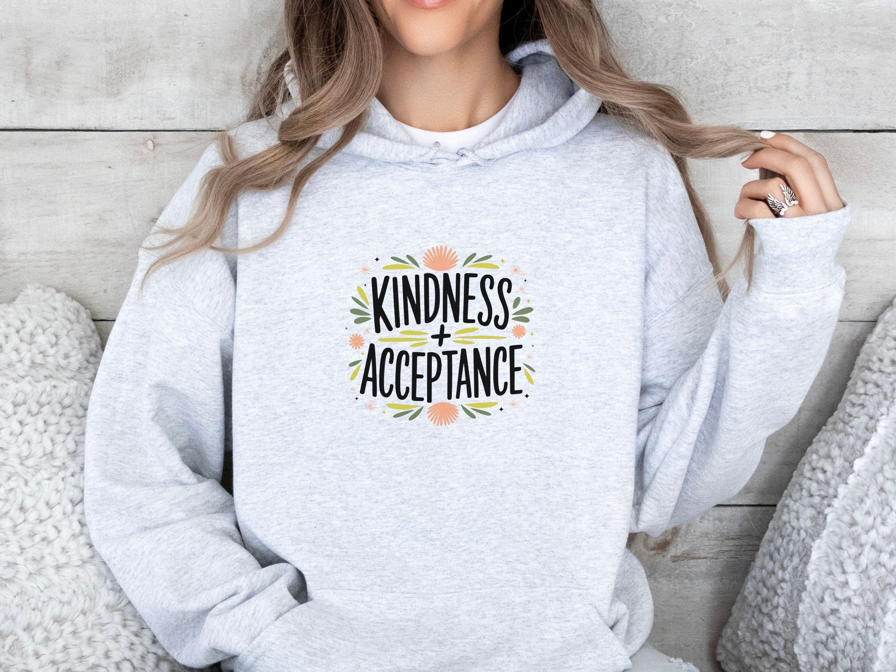 Kindness + Acceptance Hoodie-Neurodiversity, ADHD & Autism Awareness & Acceptance Hoodie by Daily Bloom