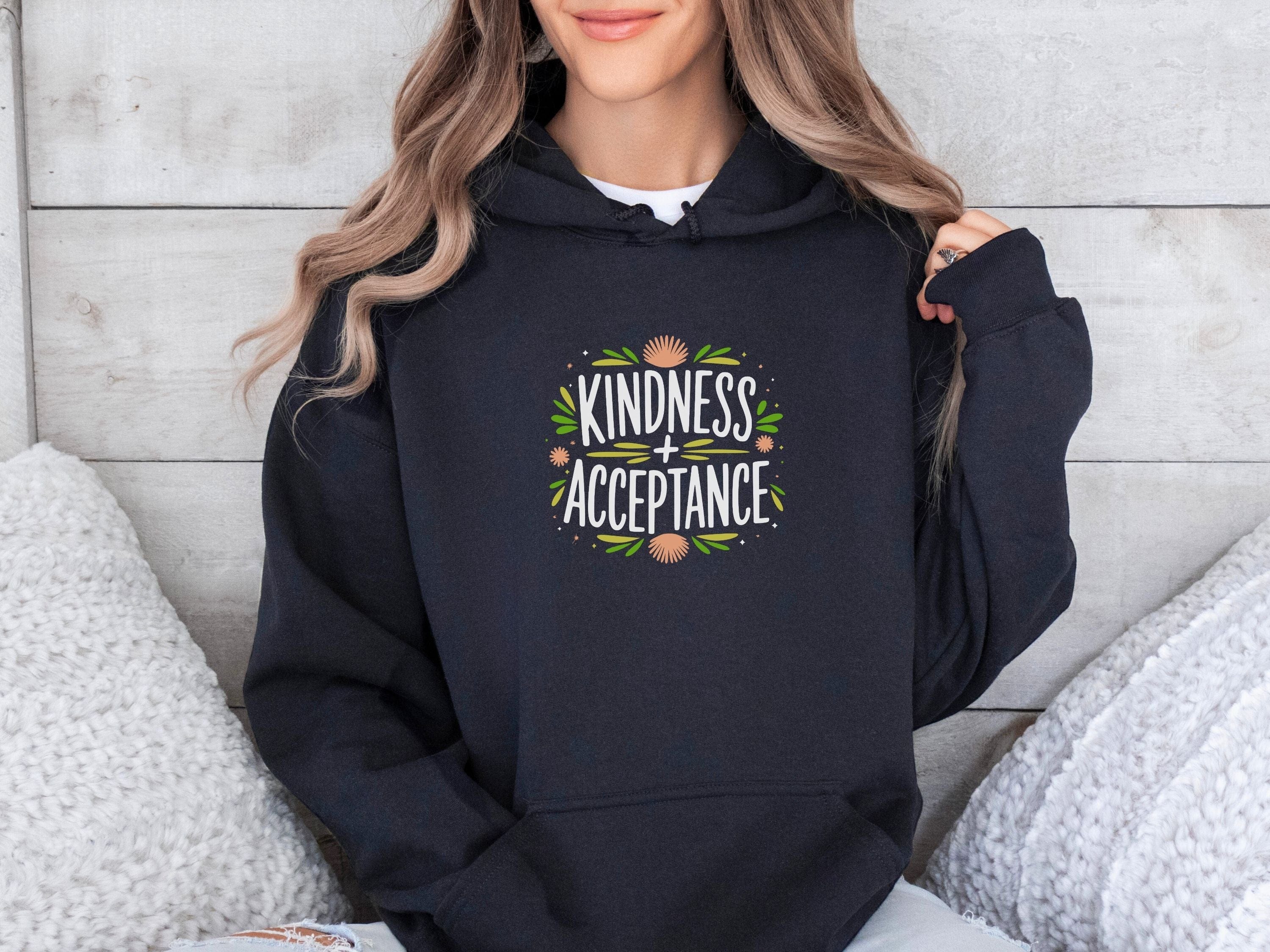 Kindness + Acceptance Hoodie-Neurodiversity, ADHD & Autism Awareness & Acceptance Hoodie by Daily Bloom