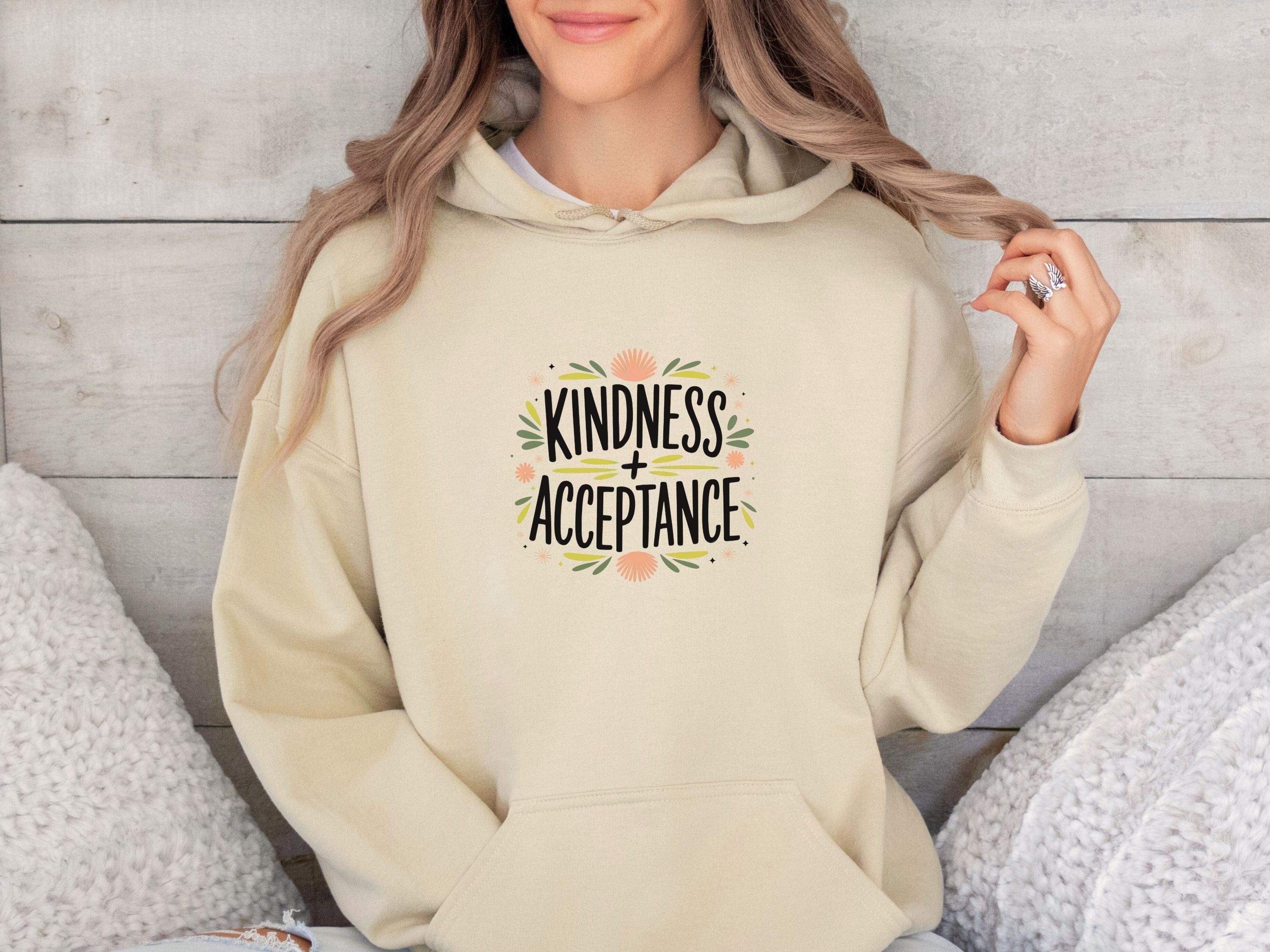 Kindness + Acceptance Hoodie-Neurodiversity, ADHD & Autism Awareness & Acceptance Hoodie by Daily Bloom