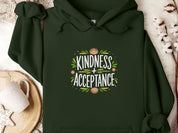 Kindness + Acceptance Hoodie-Forest Green-Neurodiversity, ADHD & Autism Awareness & Acceptance Hoodie by Daily Bloom