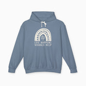 Autism Hoodie By Daily Bloom Life Happens Visuals Help Comfort Colors Lightweight Hoodie Blue Jean / S