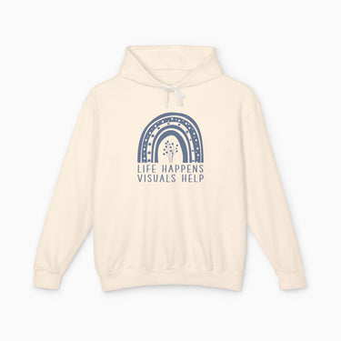 Autism Hoodie - Life Happens Visuals Help Comfort Colors Lightweight Hoodie - Daily Bloom