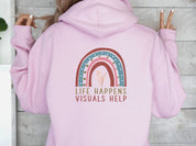 Life Happens Visuals Help Hoodie-Neurodiversity, ADHD & Autism Awareness & Acceptance Hoodie by Daily Bloom