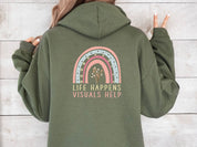 Life Happens Visuals Help Hoodie-Neurodiversity, ADHD & Autism Awareness & Acceptance Hoodie by Daily Bloom