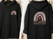 Life Happens Visuals Help Hoodie-Black-Neurodiversity, ADHD & Autism Awareness & Acceptance Hoodie by Daily Bloom