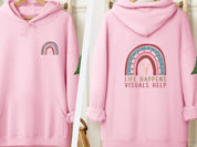 Life Happens Visuals Help Hoodie-Light Pink-Neurodiversity, ADHD & Autism Awareness & Acceptance Hoodie by Daily Bloom