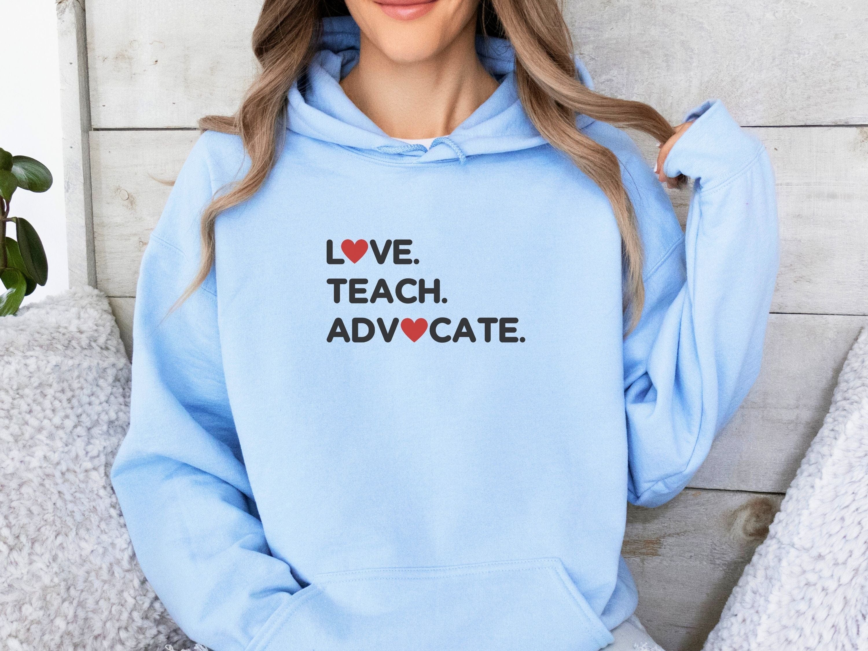 Love Teach Advocate Love Hearts Hoodie-Neurodiversity, ADHD & Autism Awareness & Acceptance Hoodie by Daily Bloom