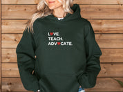 Love Teach Advocate Love Hearts Hoodie-Neurodiversity, ADHD & Autism Awareness & Acceptance Hoodie by Daily Bloom