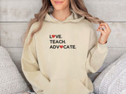 Love Teach Advocate Love Hearts Hoodie-Neurodiversity, ADHD & Autism Awareness & Acceptance Hoodie by Daily Bloom