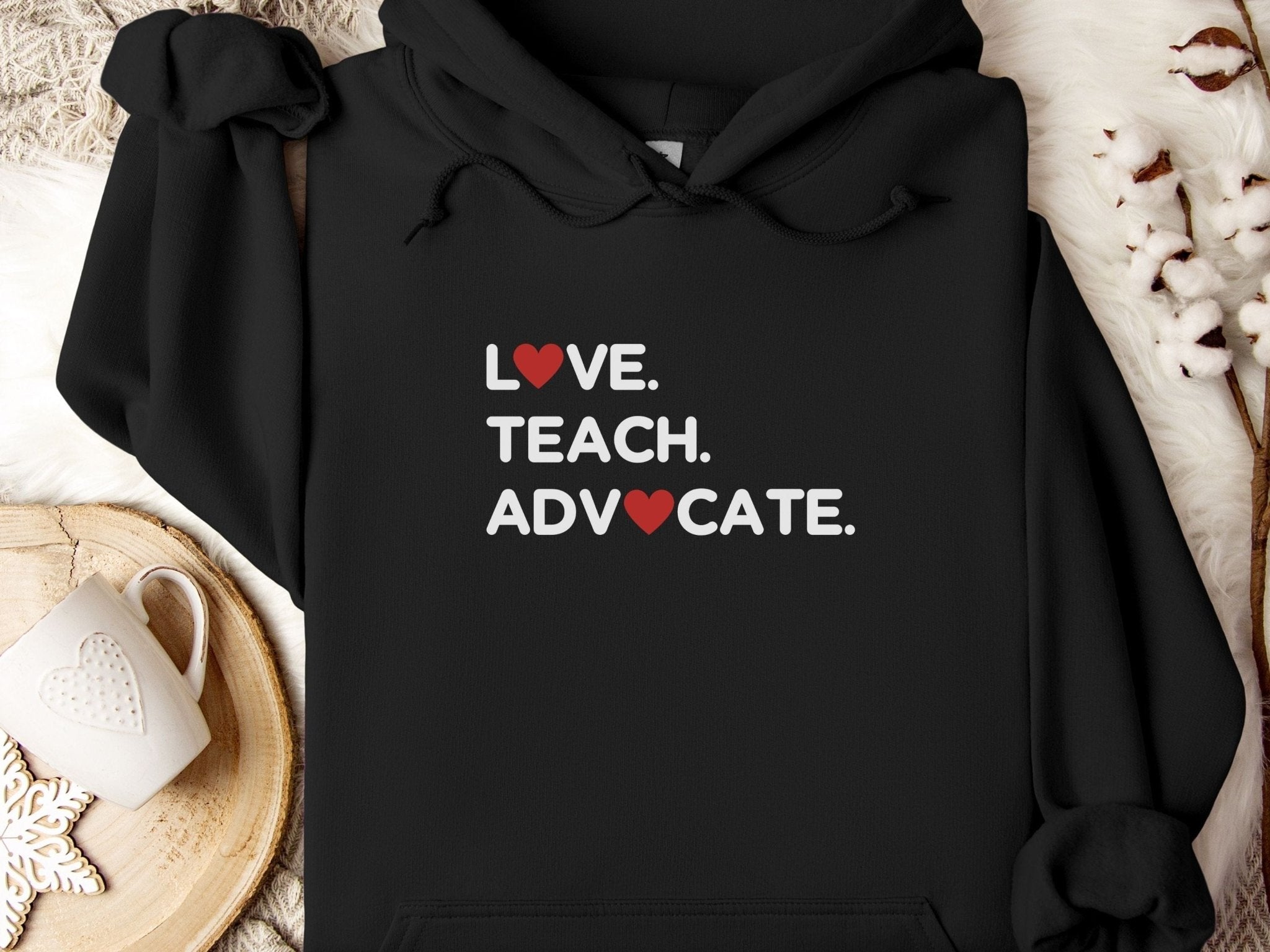 Autism Hoodie - Love Teach Advocate Love Hearts Hoodie - Daily Bloom