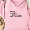 Autism Hoodie - Love Teach Advocate Love Hearts Hoodie - Daily Bloom