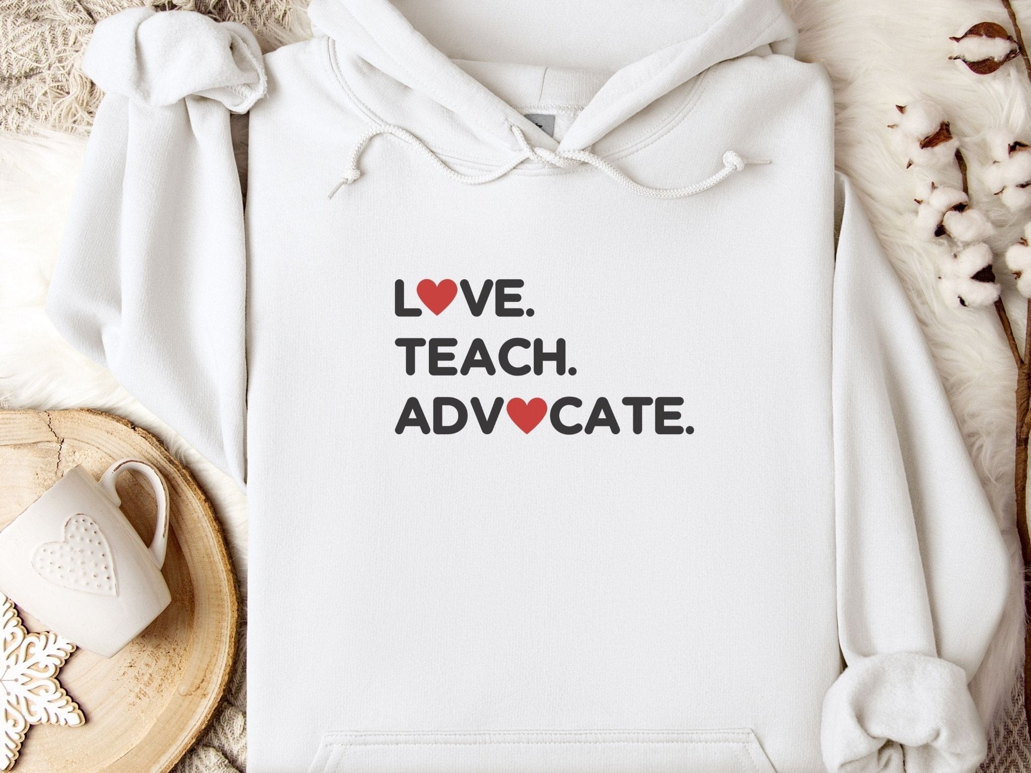 Autism Hoodie - Love Teach Advocate Love Hearts Hoodie - Daily Bloom