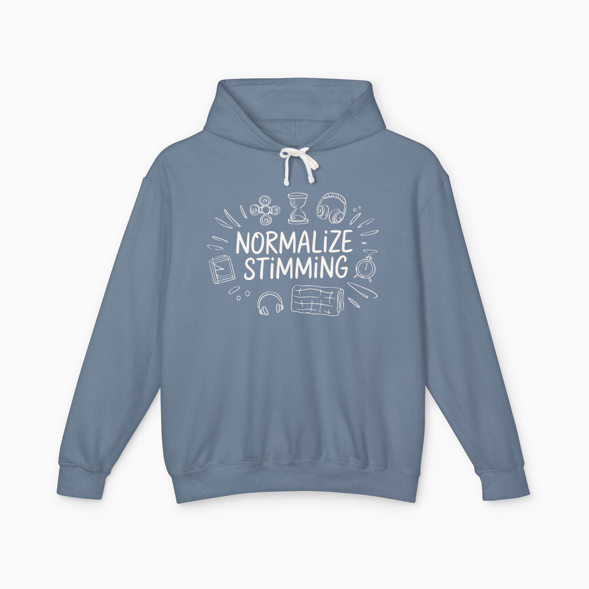 Autism Hoodie By Daily Bloom Normalize Stimming Comfort Colors Lightweight Hoodie Blue Jean / S